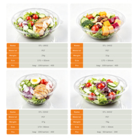 Bol à salade personnalisé en plastique PET 24oz avec couvercle dôme, contenant alimentaire transparent jetable empilable, qualité alimentaire, vente en gros