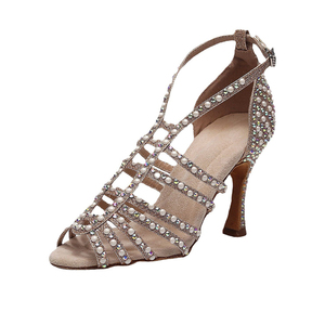 Rhinestone Pearl Chaussures de <span class=keywords><strong>danse</strong></span> latine Tango Salsa Rumba <span class=keywords><strong>Samba</strong></span> Chaussures de <span class=keywords><strong>danse</strong></span> de salon Femmes Sandales Dames Chaussures de mariage 9cm Intérieur - Product Image 3