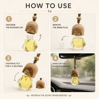 Diffuseur de parfum pour voiture en forme de tête de poupée en bois, flacon en verre facetté, concentration de parfum à 60 % longue durée, logo personnalisé