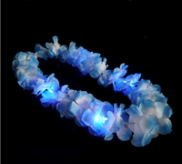 Collier Lumineux Hawaii Noël Led Light Collier Fleur Hawaïenne Lei Hula Graduation Collier Fleur Leis Guirlande