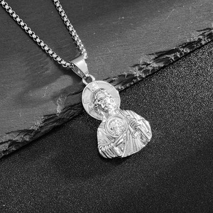 Lateefah Religious Men's <strong>Gift</strong> Stainless Steel Gold-plated Link Chain <strong>St</strong>. <strong>Jude</strong> Bust Pendant Necklace - Product Image 4