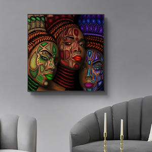 Mujeres étnicas africanas tatuaje cara retrato pintura carteles pared arte impresiones imagen decoración del hogar Cuadros - Product Image 3