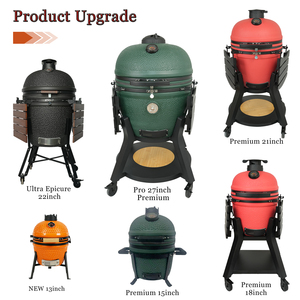 Ahumador Kamado de Cerámica de 18 Pulgadas de la Serie Premium de Auplex, Parrilla para Barbacoa al Aire Libre, Carro de <span class=keywords><strong>Acero</strong></span> Inoxidable, <span class=keywords><strong>Asador</strong></span> de Carbón Multifunción - Product Image 1