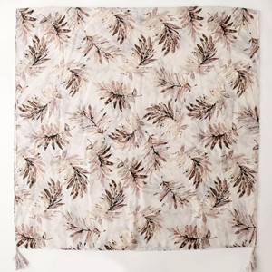 Beige Coffee Colored Printed Tassel Scarf French Lazy Style Shawl Retro <b>Leaf</b> Printed Scarves for Women - Product Image 4