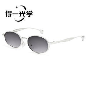 Gafas de sol ovaladas retro de metal para mujer, montura negra, lentes de PC, protección UV400, estilo para exteriores - Product Image 4