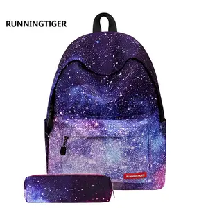 2021 Customized Wholesale New Style Full Color Dye Sublimation Printing Starry Sky Hiking Backpack Traveling High School Bag