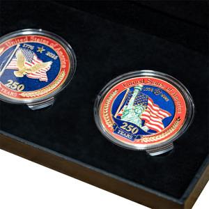 Set de Monedas Conmemorativas del 250 Aniversario de EE. UU. 1776-2026, 2 Piezas, Caja de Colección Libertad e Independencia, Regalo Empresarial, Decoración - Product Image 3