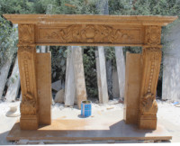 Cheminée moderne en pierre naturelle beige sculptée à la main, cheminée en marbre pour décoration intérieure