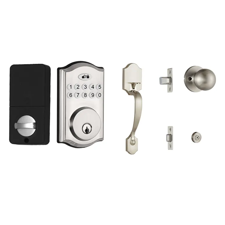 Văn phòng thép không gỉ Glass Ổ khóa cửa xử lý thiết lập màu đen an ninh cửa mã hóa khóa với Key