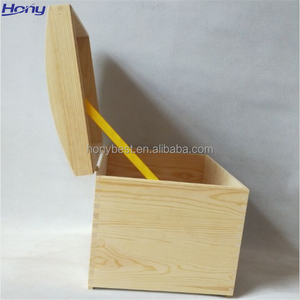 Natural Pine Wood Gift <strong>Box</strong> Container <strong>Toy</strong> Chest Large Unfinished Wooden Storage <strong>Box</strong> <strong>with</strong> Hinged <strong>Lid</strong> for DIY Crafts Home Storage - Product Image 3