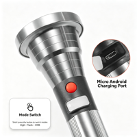 Lampe torche solaire puissante, étanche, COB, ABS, rechargeable par USB, éclairage d'urgence, lampe de pêche nocturne, lampe de poche
