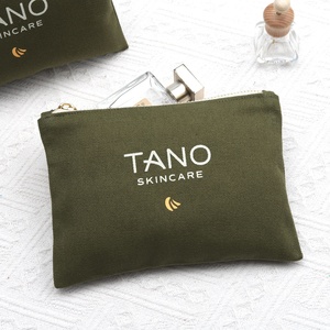 Sac de rangement en toile écologique avec fermeture éclair pour cosmétiques et maquillage, impression de logo personnalisée, trousse à crayons, sac à fermeture éclair en coton - Product Image 3
