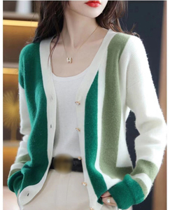 Design femmes col en V Cardigan rayé couleur-bloc tricots femmes <span class=keywords><strong>pull</strong></span> - Product Image 5