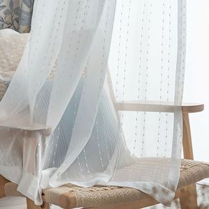 Japanese-style Striped <strong>White</strong> <strong>Sheer</strong> Curtains Minimalist Design Woven Polyester <strong>Fabric</strong>-Project-Grade for Cross-Border Trade - Product Image 5