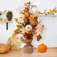 Décoration de table en soie faite à la main, motif arbre d'érable, ornements artificiels aux couleurs d'automne, pour Halloween, Thanksgiving et Fête des Rames, transfrontalier