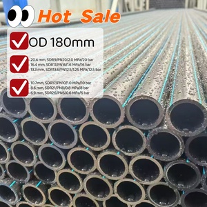 Tuyau HDPE noir de 180 mm avec bande bleue pour l'alimentation en <span class=keywords><strong>eau</strong></span> potable, PE100, polyéthylène haute densité, tuyauterie d'irrigation - Product Image 1
