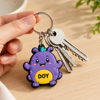 Porte-clés en silicone personnalisés avec des dessins animés, en caoutchouc PVC souple gaufré, prix direct usine