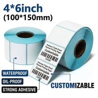 Etiquetas Adhesivas Térmicas Resistentes al Agua, Impresión Personalizada de Códigos de Barras en Rollo para Impresora Zebra 4x6 Pulgadas, en Promoción