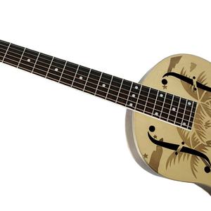 Marca Aiersi, venta al por mayor, guitarra resonadora de cuerpo de Metal, cono único, puente Biscult, guitarra acústica Blues de latón Vintage - Product Image 4