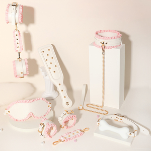 Set Bondage SM Fetish per Coppie, 6 Pezzi <span class=keywords><strong>Sexy</strong></span> in Pizzo da Cameriera: Manette, Cavigliere, Frusta, Corda, Benda per Occhi, Collare di Contenimento MUQU - Product Image 1