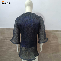 Chemise en cotte de mailles rivetée plate en acier doux armure de reconstitution médiévale Hauberk manches complètes artisanat de rondelle d'armure de corps Viking
