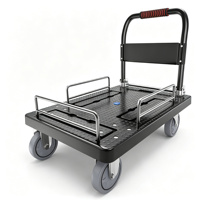 Chariot de transport pliable à double mode (plateau et à barrières) avec roues à frein pour entrepôt, fourni par l'usine