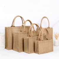 Sac de plage en toile de jute écologique avec logo, sac à main en lin naturel réutilisable avec des poignées en coton doux