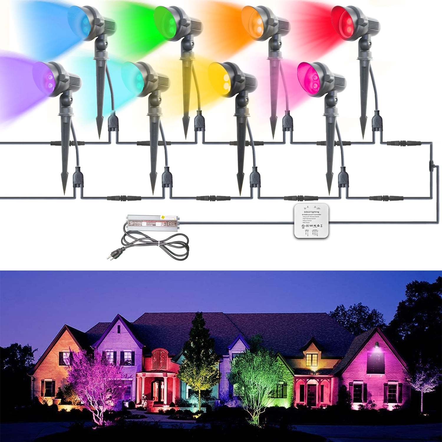 WiFi Control Outdoor LED Garden Lights RGBW 6W Landscape Lighting 24V Low Voltage System Aluminum Housing IP65 Waterproof
