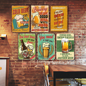 Letreros Retro de Calle en Blanco con Diseños de Jarras de Cerveza, Placas Personalizadas para Bares, Letreros de Aluminio para Exteriores - Product Image 5