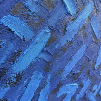 Peinture minimaliste moderne de décoration de salon, peinture à l'huile abstraite bleue minimaliste italienne peinte à la main