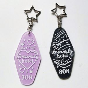 New Custom logo Color Promotional <b>Blank</b> Plastic Retro Vintage Motel Room Hotel <b>Key</b> Chain Glitter Keychains - Product Image 1