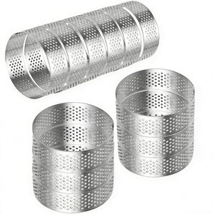 <b>Baking</b> Dessert Tools Cake Tools Round Shape Mousse Ring Stainless Steel Perforated Nonstick Tart Ring - Product Image 1