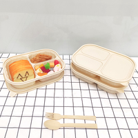 Boîte à lunch en papier kraft biodégradable de qualité alimentaire, personnalisée en usine, 4 compartiments, gaufrage couleur personnalisée pour sushis, nouilles à emporter