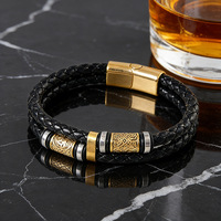 Nouveau Bracelet Homme Vintage en Acier Inoxydable Électroplaqué, Style Européen et Américain, Double, Tendance et Original