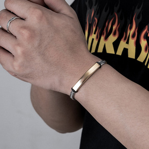 <span class=keywords><strong>Bracelet</strong></span> Chaîne Maillons en Acier Inoxydable Plaqué Or 18K, <span class=keywords><strong>Personnalisable</strong></span>, Hip-Hop, Vente en Gros, Bijoux Barres Gravables Vierges <span class=keywords><strong>pour</strong></span> Hommes - Product Image 5