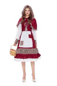 Costume de cosplay de Petit <span class=keywords><strong>Chaperon</strong></span> <span class=keywords><strong>rouge</strong></span> pour <span class=keywords><strong>adulte</strong></span> Halloween 2026, tenue de demoiselle d'honneur de ferme pastorale, robe de performance de fête - Product Image 2