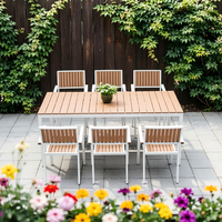 Ensembles de salle à manger modernes en WPC, bois massif et alliage d'aluminium pour balcon, jardin, cour et salons de thé - Modèle 070 Fabriqué en Chine