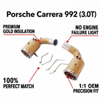 Tuberías de escape para coche, tubo de bajada y cabezal de escape para Porsche Carrera S 992, escape 3.0T 2019-2024, dorado, aislado, sin indicador de error del motor