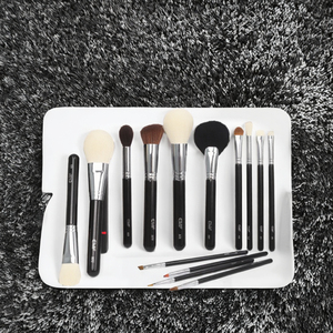 Lot de 15 pinceaux de maquillage végétalien noir de luxe avec manche en bois logo personnalisé fond de teint eyeliner + support pour le visage - Product Image 3