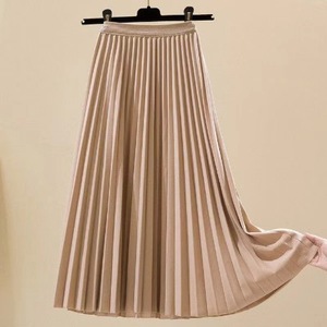 Jupe mi-longue plissée en satin pour femme Kellogg, taille haute, patchwork, respirante, écologique, style mature léger, taille élastique - Product Image 5