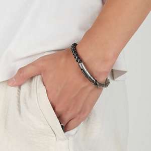 Bracelet en acier titane noir rétro de haute qualité avec fermoir à boucle magnétique pour hommes Chaîne de 6 mm d'épaisseur - Product Image 4