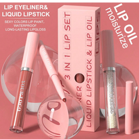 Ensemble de maquillage pour les lèvres 3 en 1 personnalisé avec étiquette privée, rouge à lèvres mat vegan imperméable, crayon à lèvres, gloss à lèvres, kit en gros