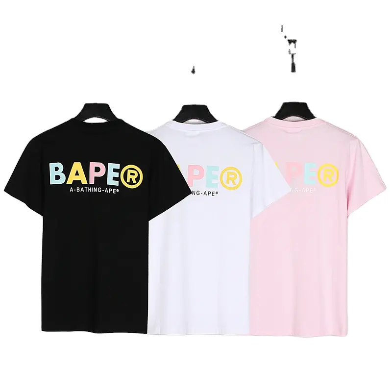 2023 Summer New BAPE T-shirt Japanese Men And Women Youth Campus Vitality Color Printing Short-sleeved T-shirt