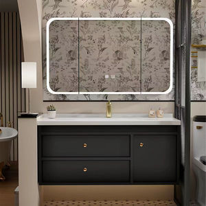 French retro style bathroom cabinet ceramic integrated basin wash basin black thickened - Product Image 6