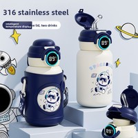 Gobelet isotherme en acier inoxydable 316 pour enfants avec affichage de la température, double option de boisson, design de dessin animé pour l'école