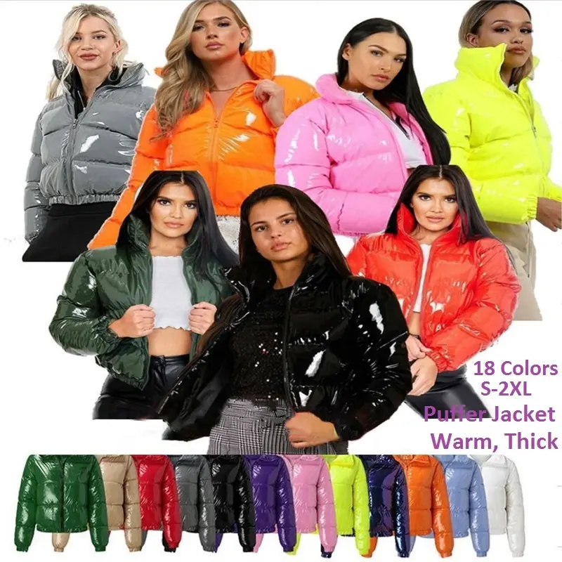 2022 Winter Puff Vintage Bomber Puffer Jacket Women 2022 Classic Crop Top Ladies Faux Down Coats Women Puffer Bubble Coats