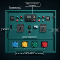 Armoire de synchronisation de réseau personnalisable 50kVA-500kVA IP54 SUS304 50Hz 60Hz pour panneau de synchronisation d'alimentation de secours