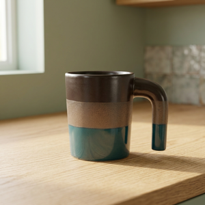 Ceramic Coffee <b>Mug</b> Solid Color Matte Finish Minimalist Design Home Green Gray Two Tone <b>Large</b> Capacity Leak Proof Dishwasher Safe - Product Image 1