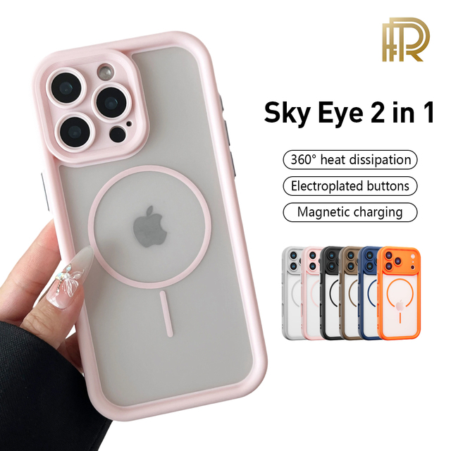 Premium Magnetic Transparent Shockproof Anti-drop TPU+PC Multi-color Phone Case for 17 16 15 14 13 Pro Max
