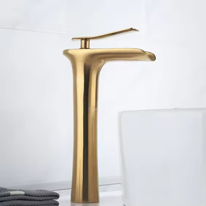 Robinet de <span class=keywords><strong>lavabo</strong></span> thermostatique en laiton <span class=keywords><strong>doré</strong></span> à trou unique, style simple, avec poignée unique pour salle de bain - Product Image 2